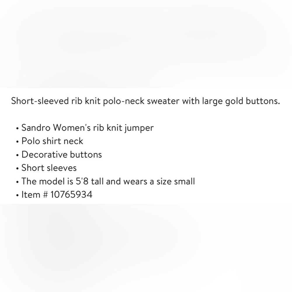 NWT Sandro Polo Neck Navy Ory Sweater with Gold Buttons Size 2 (Medium) - Picture 5 of 8